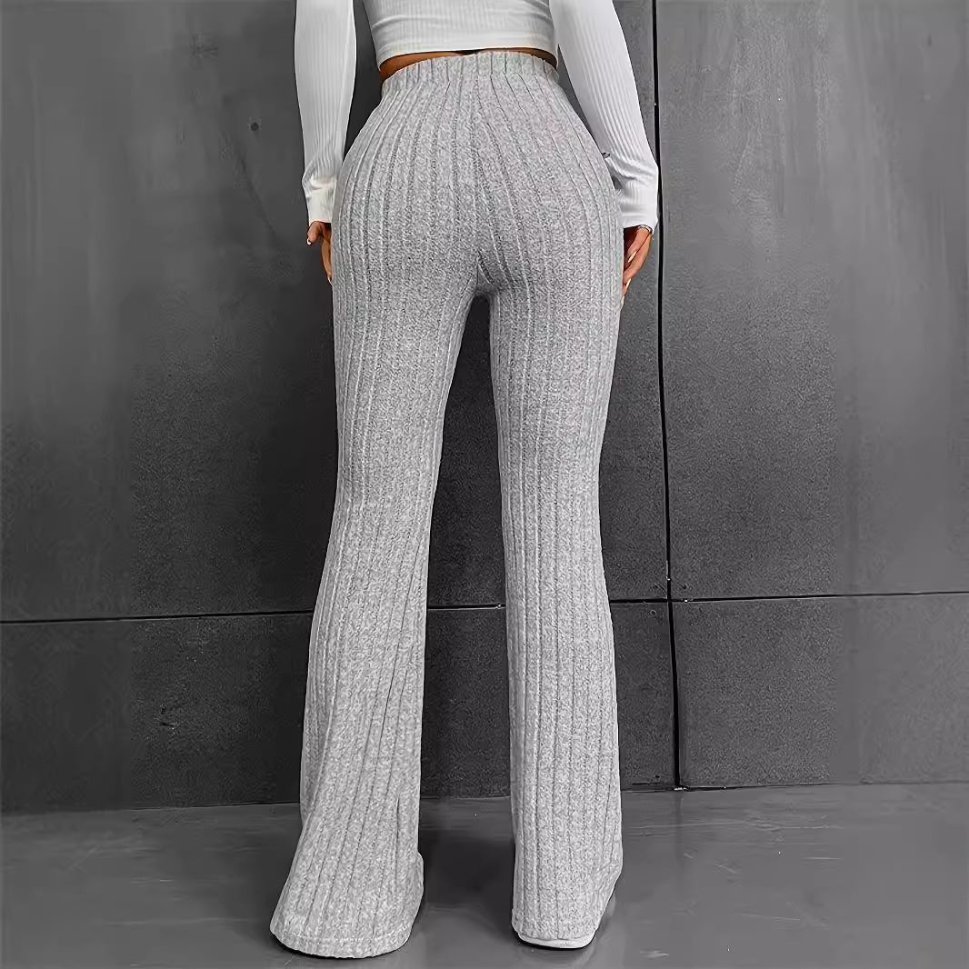 Damen Flared Stretch-Hose mit vertikalem Rippmuster R&B