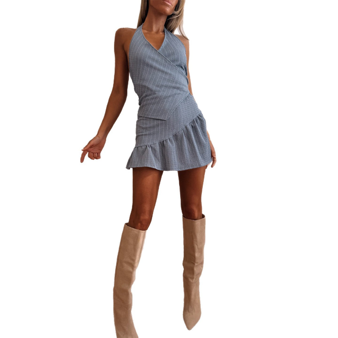 Damen Wickelkleid mit verspieltem Rüschensaum und V-Ausschnitt R&B