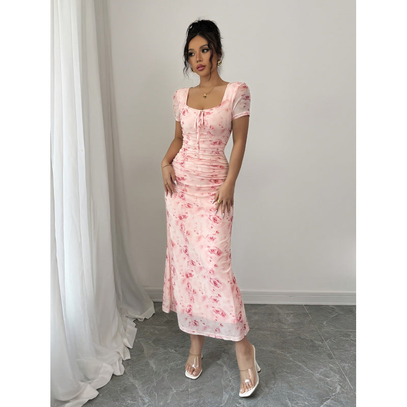 Damen Maxikleid mit Rüschendetails und floralem Design R&B
