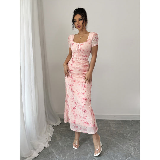 Damen Maxikleid mit Rüschendetails und floralem Design R&B