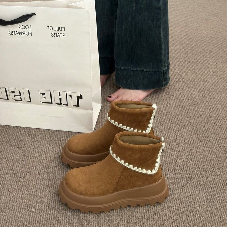 Damen Stiefel mit gemütlichem Innenfutter und modernem Faltendesign R&B