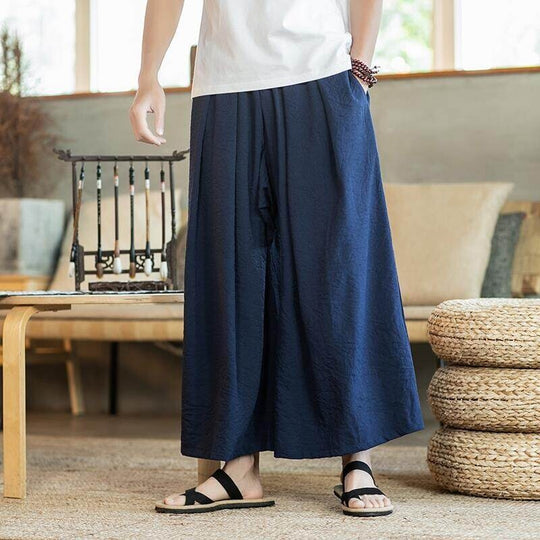 Herren Weit geschnittene Baumwollhose mit elastischem Bund und seitlichen Taschen R&B