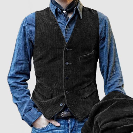 Herren Cordweste mit eleganten Details und funktionalen Taschen R&B