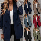 Damen Eleganter Doppelreiher Blazer mit kariertem Detail R&B