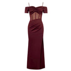 Damen Maxikleid mit schicker Raffung und sexy Schlitz R&B