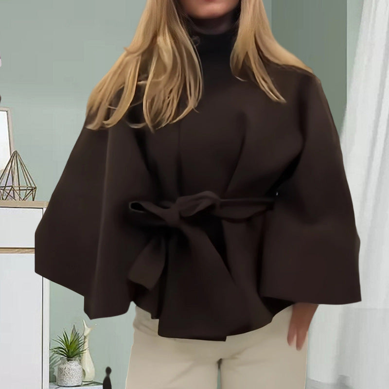 Damen elegante Wickeljacke mit Taillengürtel R&B