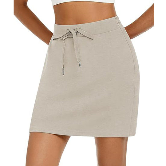 Damen Sportlicher Minirock mit Verstellbarem Kordelzug und Seitlichen Taschen R&B