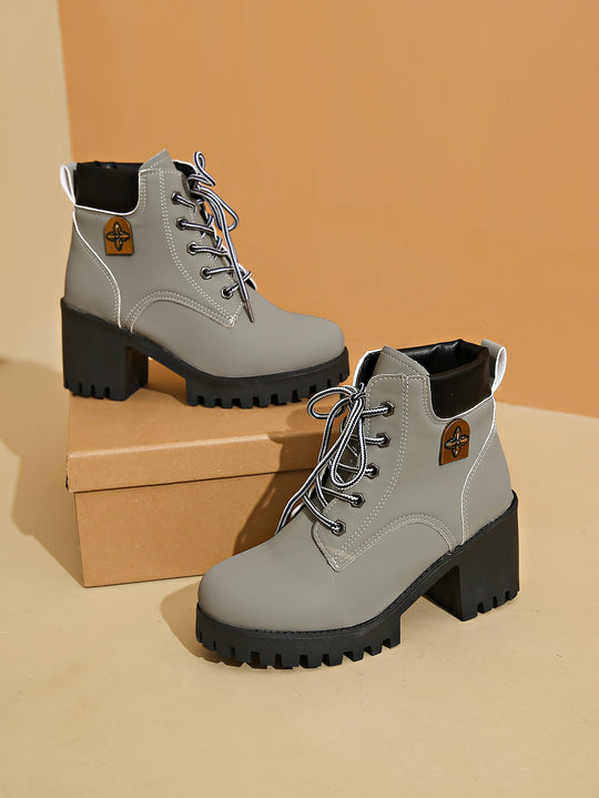 Damen modische Chunky-High-Top-Stiefeletten mit stabiler Profilsohle und elegantem Design R&B