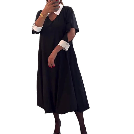 Damen Oversized Kleid mit kontrastierendem Kragen Heidi-Mode