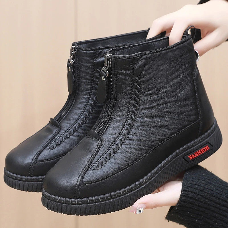 Damen Modische Stiefeletten mit doppeltem Reißverschluss und rutschfester Sohle R&B