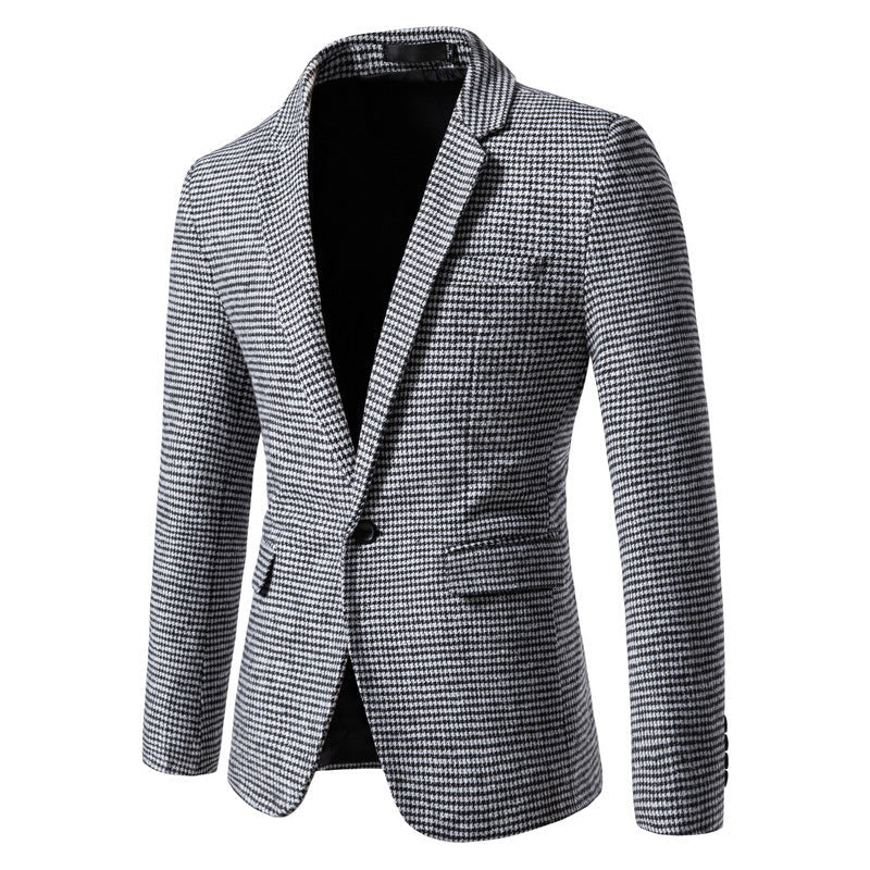Herren elegante Anzugjacke im klassischen Hahnentritt-Design R&B