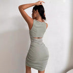 Damen Figurbetontes Midi-Kleid mit Cut-Out und Raffung R&B