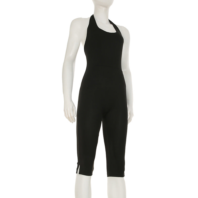 Damen körperbetonter Jumpsuit mit tiefem Rückenausschnitt und reinem Design R&B