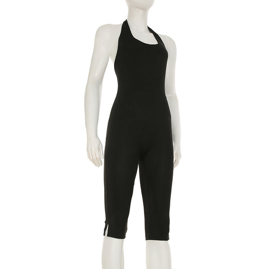 Damen körperbetonter Jumpsuit mit tiefem Rückenausschnitt und reinem Design R&B