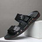 Herren Bequeme Leder-Sandalen mit verstellbaren Riemen R&B