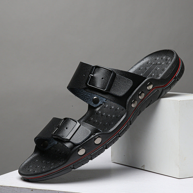 Herren Bequeme Leder-Sandalen mit verstellbaren Riemen R&B