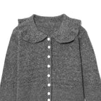Damen Strickjacke mit großem Kragen und Knopfleiste R&B
