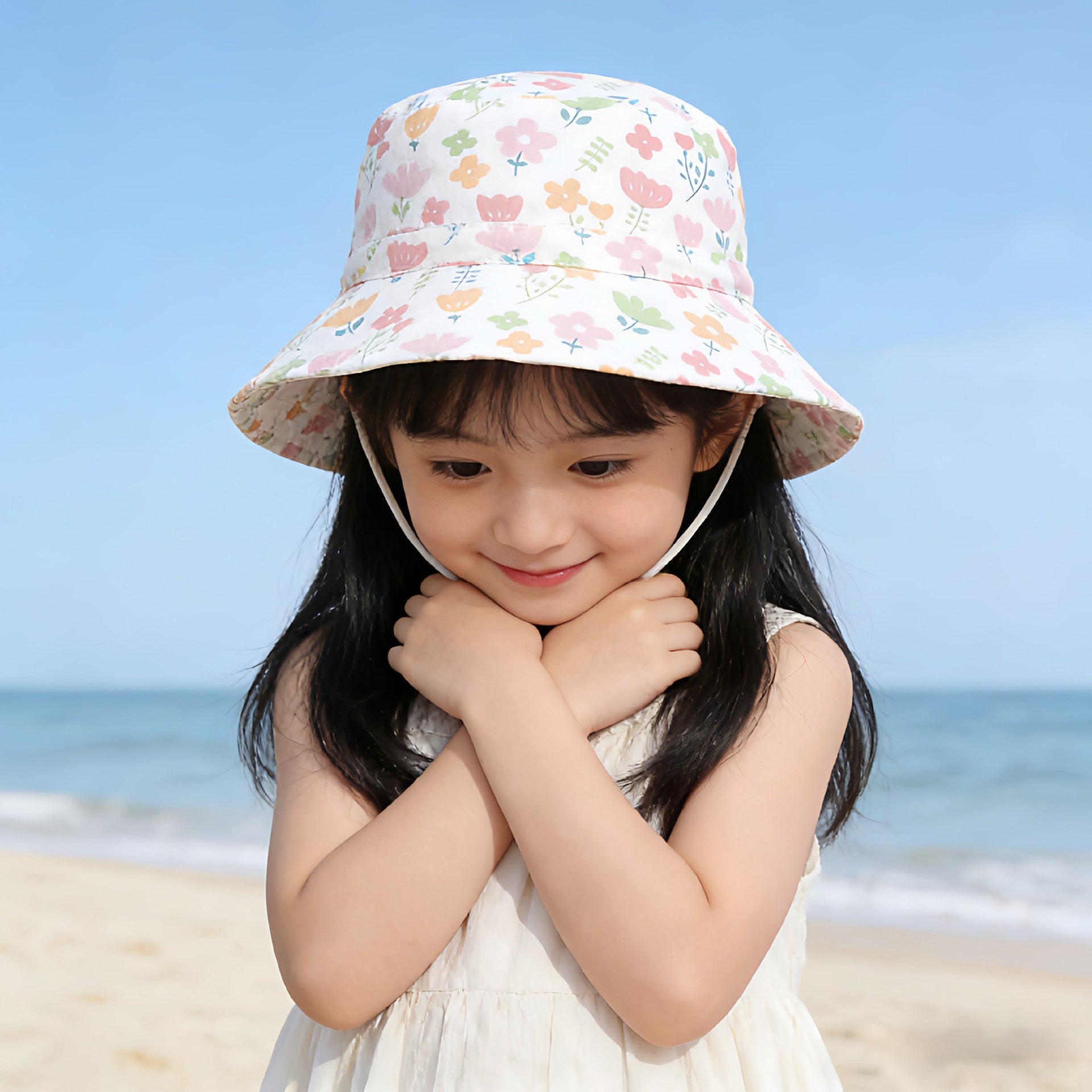 Unisex nan Kinder-Sonnenhut mit hohem UV-Schutz verstellbarem Kinnband und atmungsaktiver Baumwollqualität  R&B