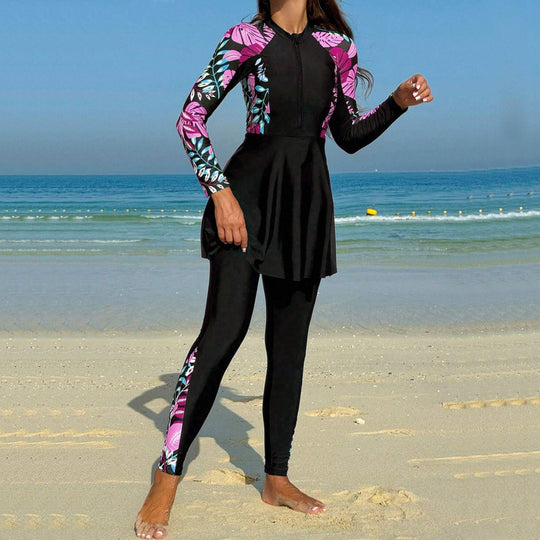 Damen Surfanzug mit Rockteil und langärmligem Design R&B