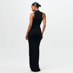 Damen Elegantes Maxikleid mit hochgeschlossenem Kragen und Drapierung R&B