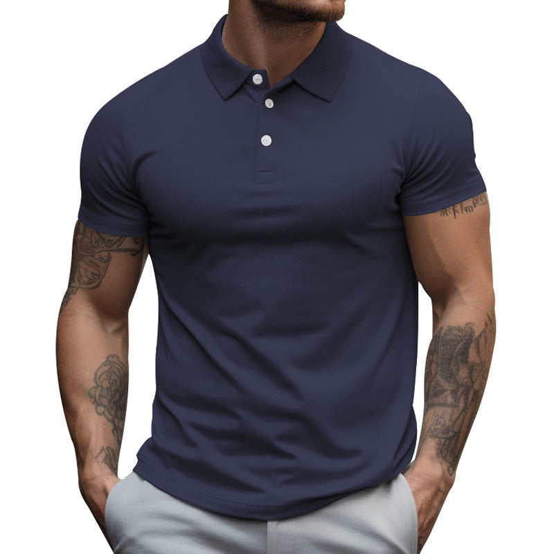 Herren nan tailliertes elastisches Piqué-Poloshirt mit klassischem Kragen R&B