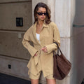 Damen lässiges Ensemble aus oversized Hemdbluse und Shorts im modernen Schnitt R&B