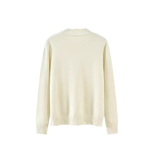 Damen eleganter Strickpullover mit floralem Design R&B