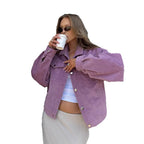 Damen Oversized Cordjacke mit praktischen Taschen und dezentem Streifenmuster R&B