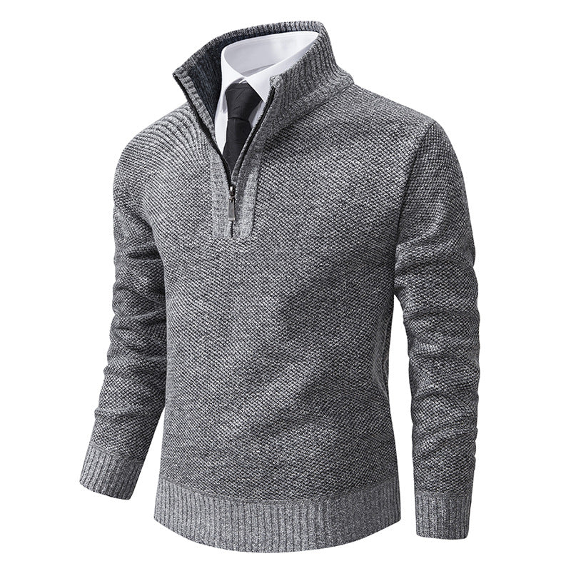 Herren Strickpullover mit modernem Reißverschluss und strukturiertem Design