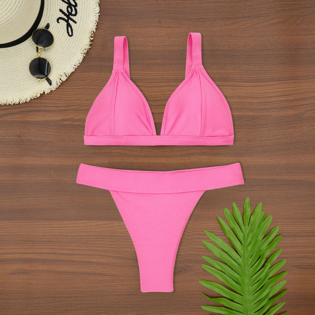 Damen Triangel-Bikini mit floralem Muster und verstellbaren Trägern R&B
