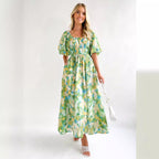 Damen Luftiges Maxikleid mit floralem Design und elastischem Taillenbund R&B