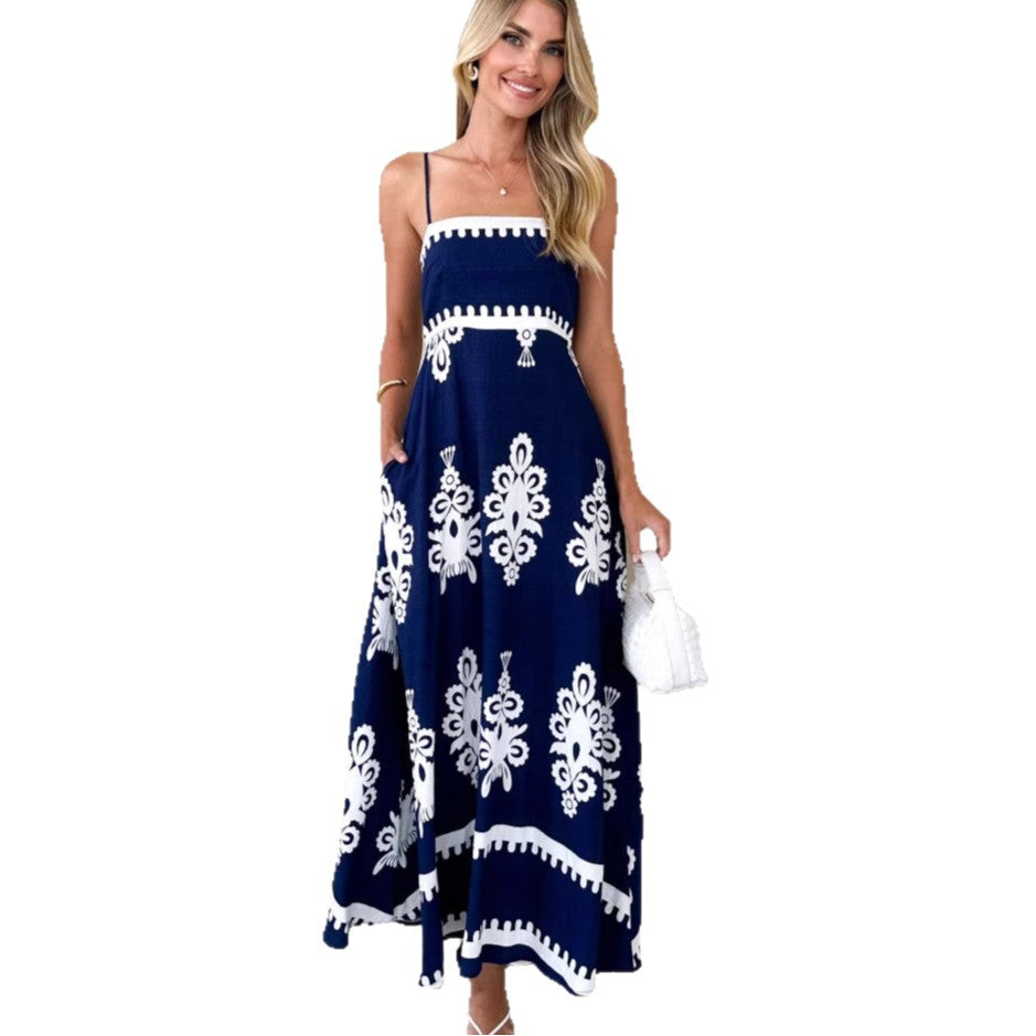 Damen Maxikleid mit elegantem Boho-Muster und filigranem Unterteil R&B