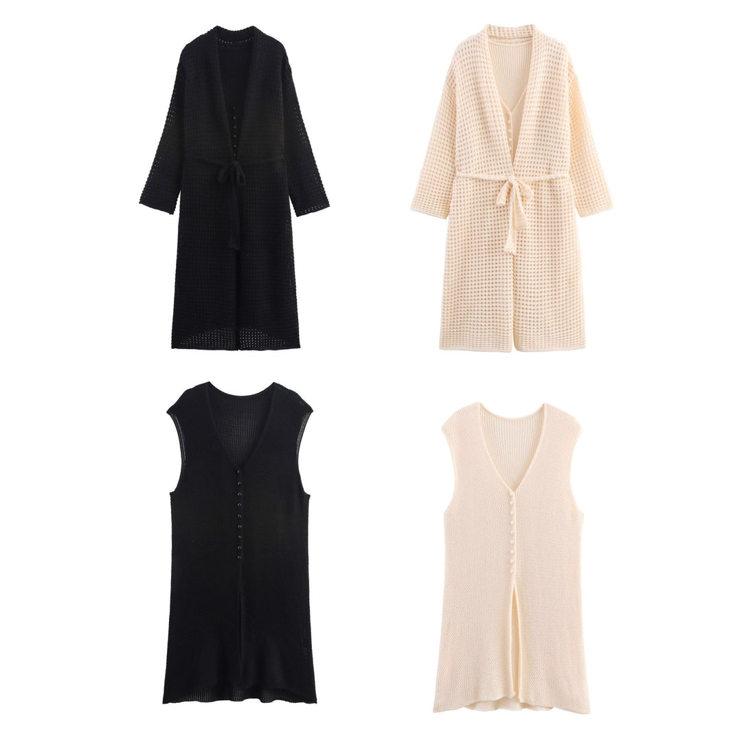 Damen Strickcardigan mit asymmetrischem Design und elegantem Taillengürtel R&B