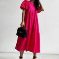 Damen Maxikleid mit voluminösen Puffärmeln und romantischem Design R&B