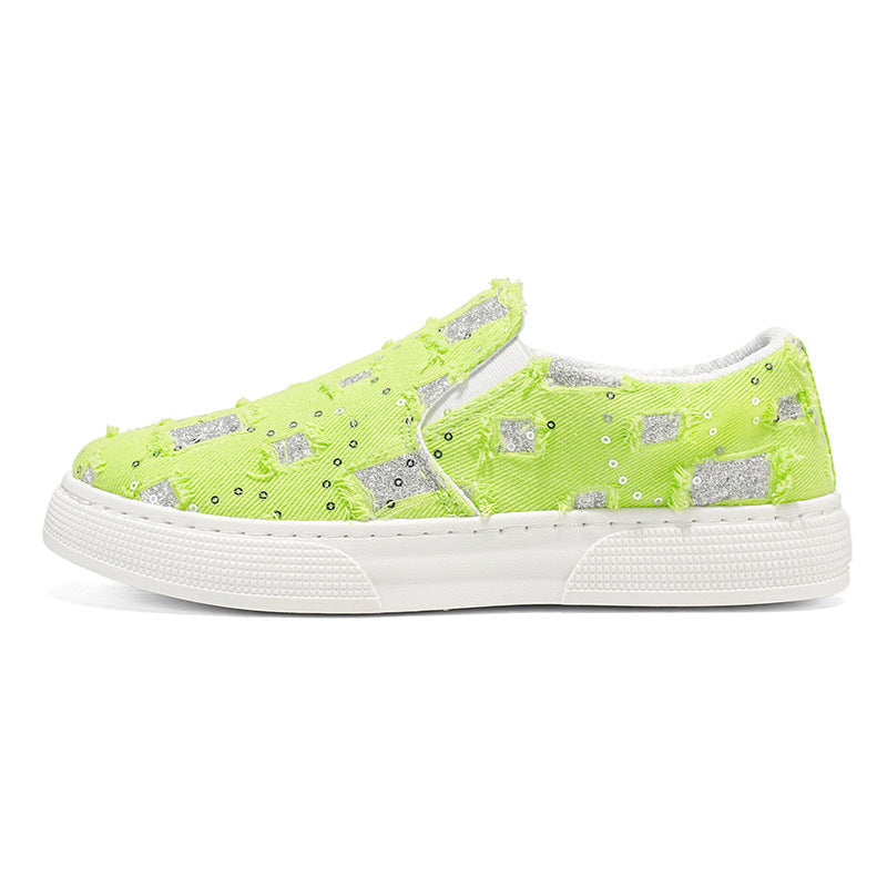 Damen elegante Slip-On Sneakers mit modischem Glitzerdesign R&B