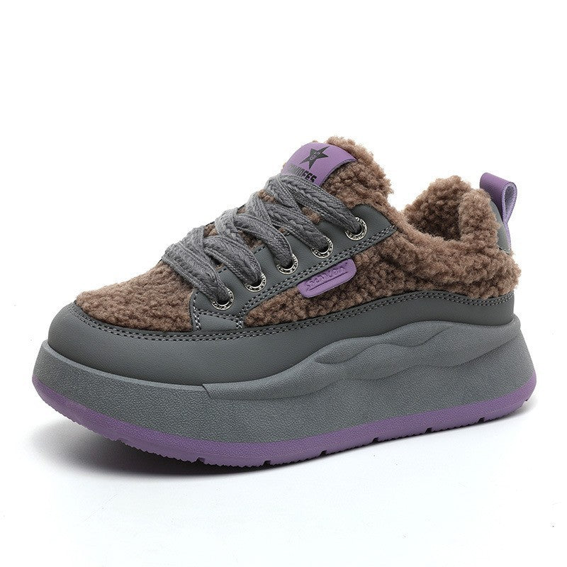 Damen modische Sneaker mit glänzenden Akzenten und kuscheliger Stoffoberfläche R&B