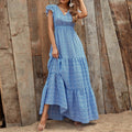 Damen Maxi-Kleid mit floralem Design und voluminösem Rock R&B