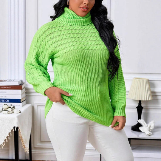 Damen Strickpullover mit hohem Kragen und strukturiertem Design R&B