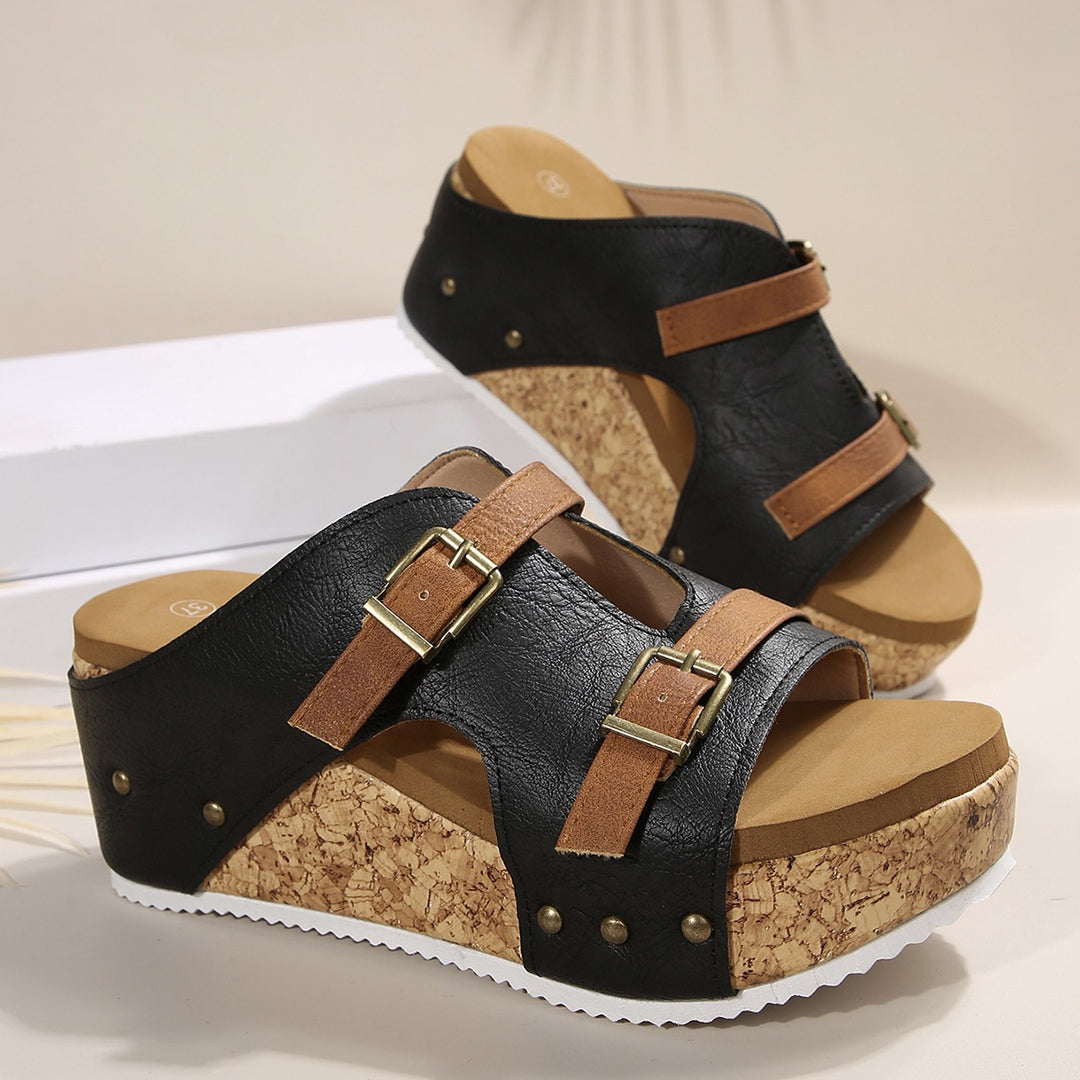 Damen Plattform-Pantoletten mit verstellbarem Riemendesign R&B