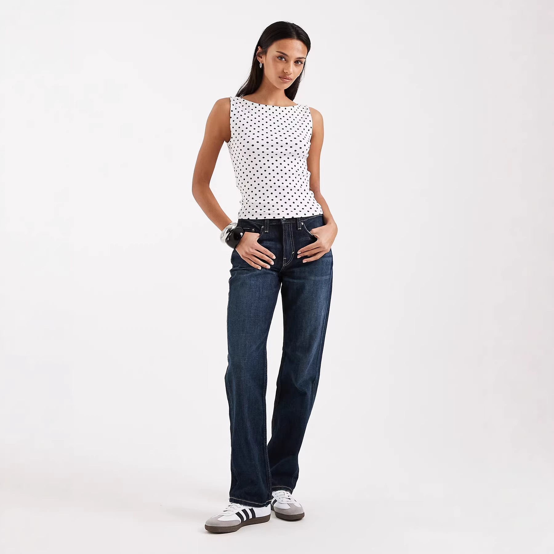 Damen Trägershirt mit verspieltem Polka-Dots-Muster R&B