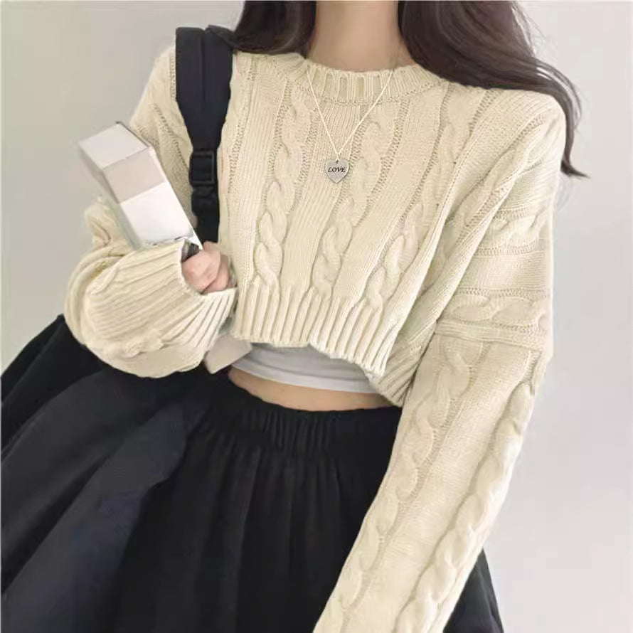 Damen Kurzgeschnittener Strickpullover R&B