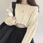 Damen Kurzgeschnittener Strickpullover