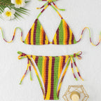 Damen Triangel-Bikini-Set mit floralem Muster und hochwertigen BindR&Bändern R&B