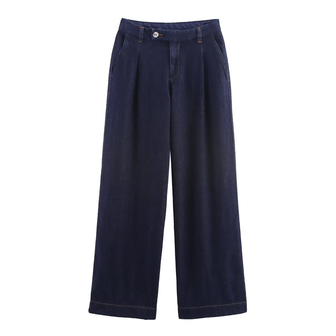 Damen weite Jeanshose mit eleganter Taillierung und seitlichen Eingrifftaschen R&B