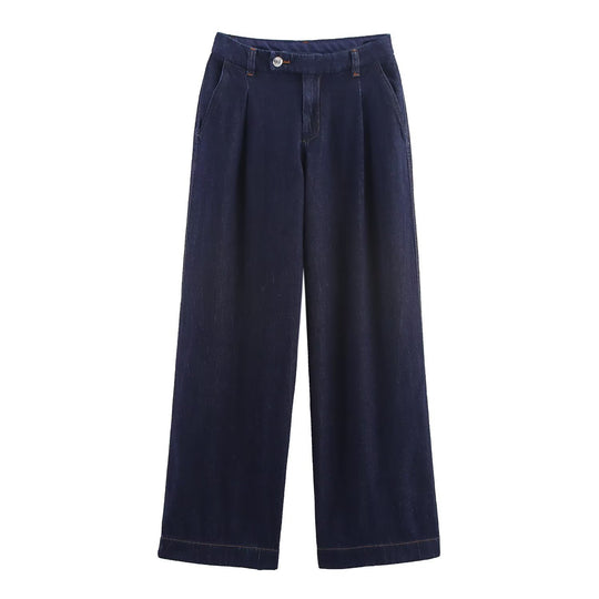 Damen weite Jeanshose mit eleganter Taillierung und seitlichen Eingrifftaschen R&B
