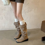 Damen modische Stiefel mit verstellbarem Gummibund und komfortablem Blockabsatz R&B