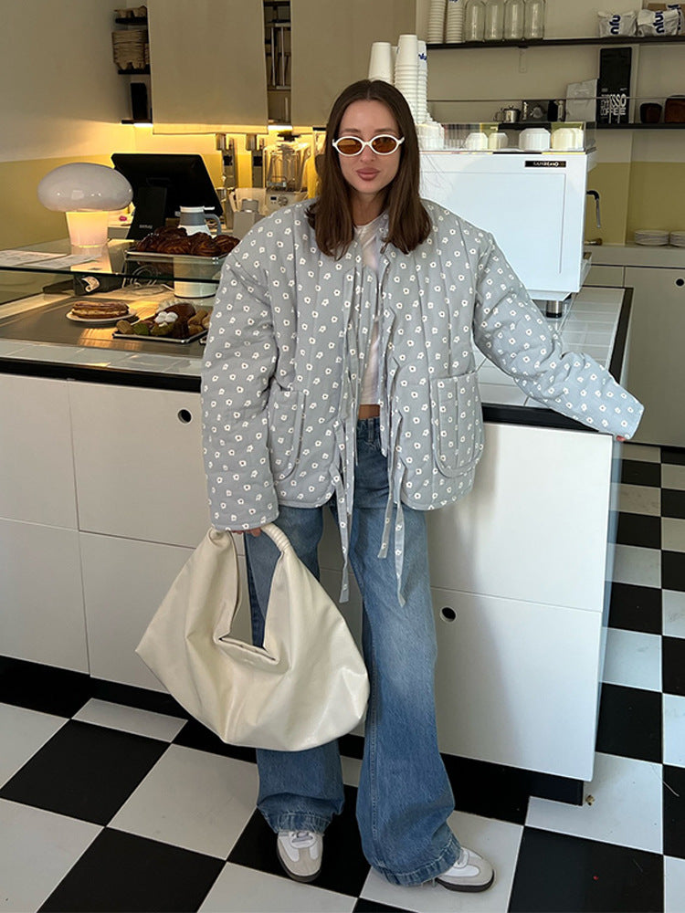 Damen Steppjacke mit großflächigen Punkten und lockerer Passform R&B