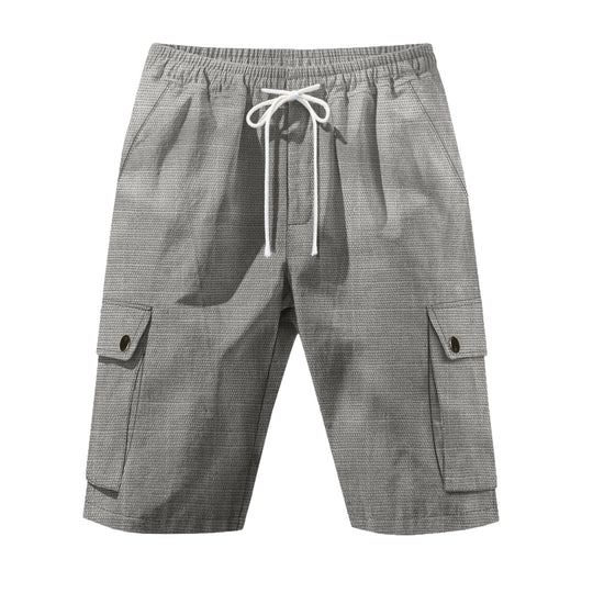 Herren nan utilitarische Cargo-Shorts mit Elastikbund, Tunnelzug und aufgesetzten Klappentaschen R&B