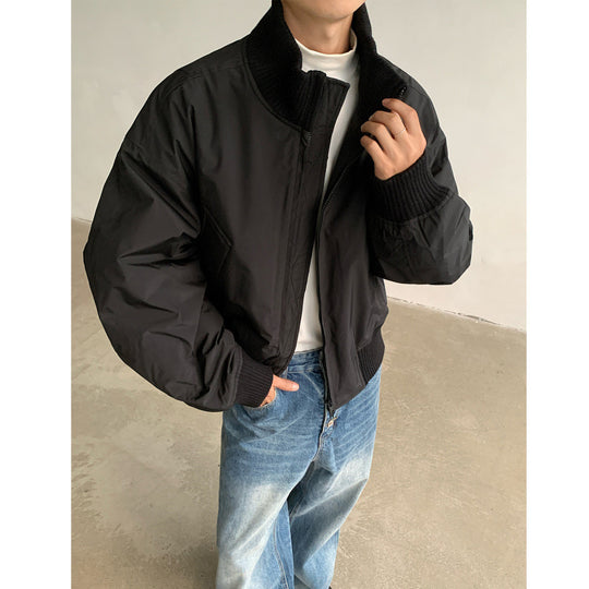 Herren lässige Bomberjacke mit hohem Kragen und praktischen Taschen R&B