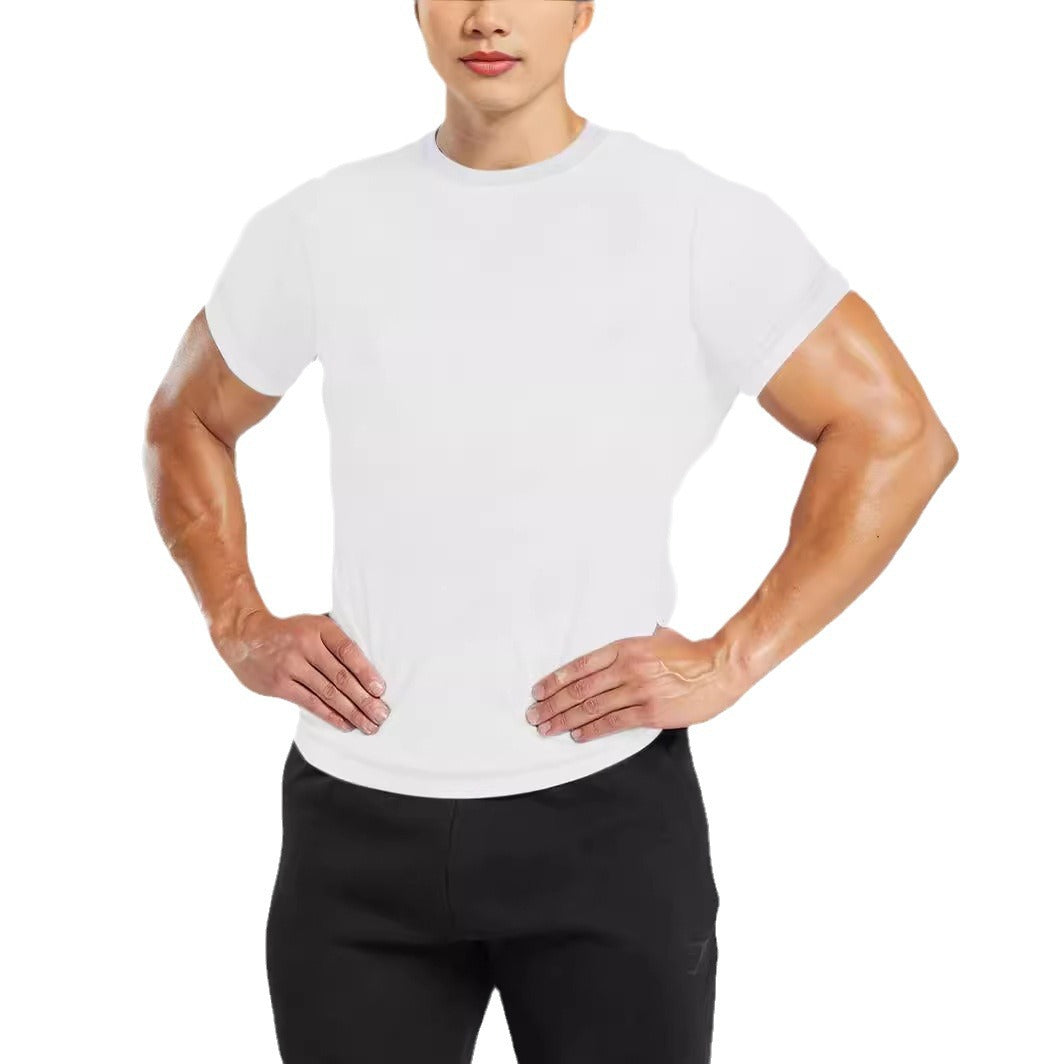 Herren nan tailliertes Rundhals-Leistungsshirt mit elastischem Seitenkeil und flachen Nähten R&B